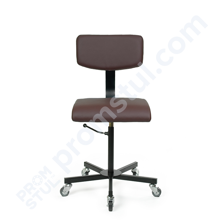 Стул промышленный на колесах мягкий кожзам