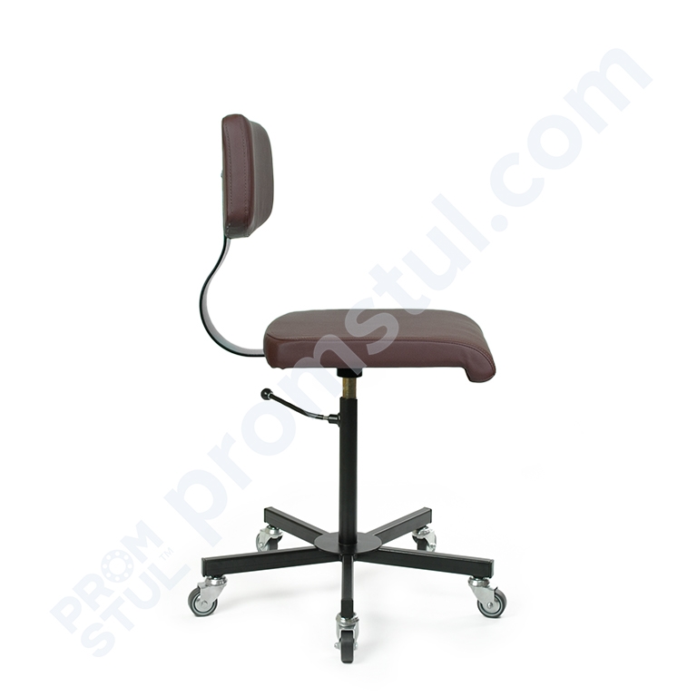 Стул промышленный на колесах мягкий кожзам