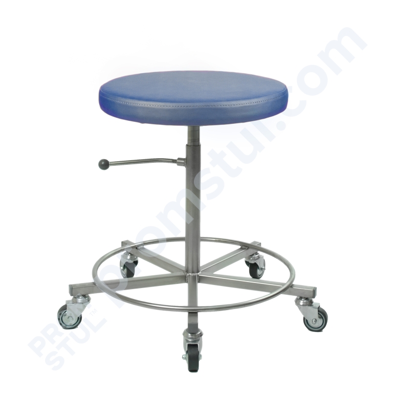 Табурет з нержавіючої сталі ТПН-1.1, шт.шкіра, на колесах
