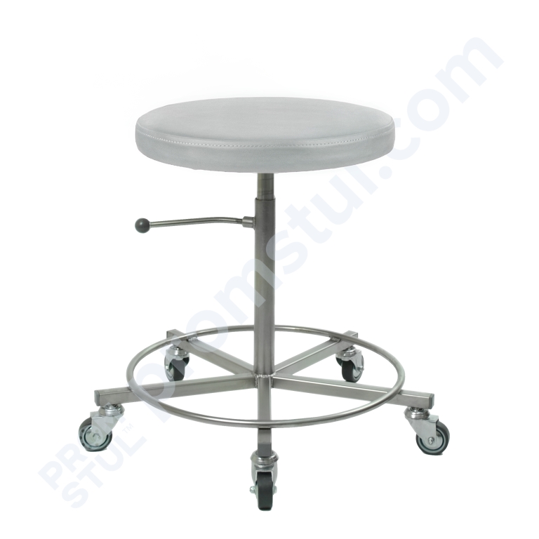 Табурет медичний ТПН-1.1нержавіюча сталь, шт.шкіра, на колесах, 