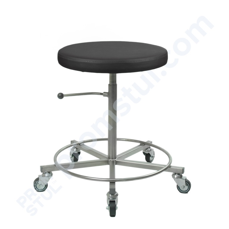 Табурет з нержавіючої сталі ТПН-1.1, шт.шкіра, на колесах