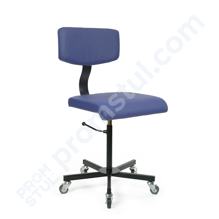 Стул промышленный на колесах мягкий кожзам